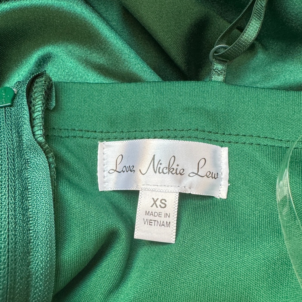 Emerald Green Satin Corset Maxi Dress with Side Slit – XS - Picture 9 of 13